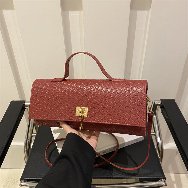 Textured Woven Square Handbag