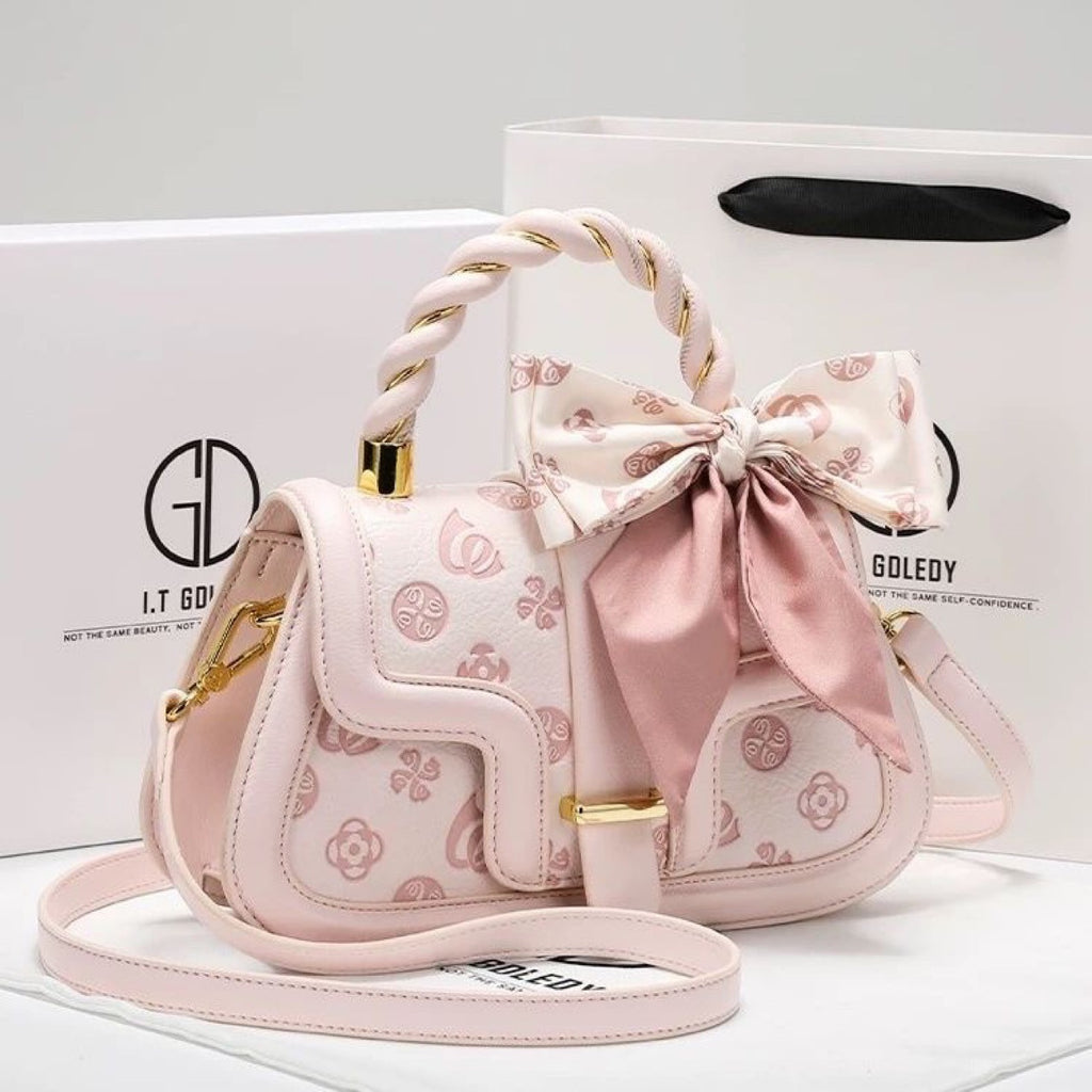 Pink Embossed Saddle Handbag