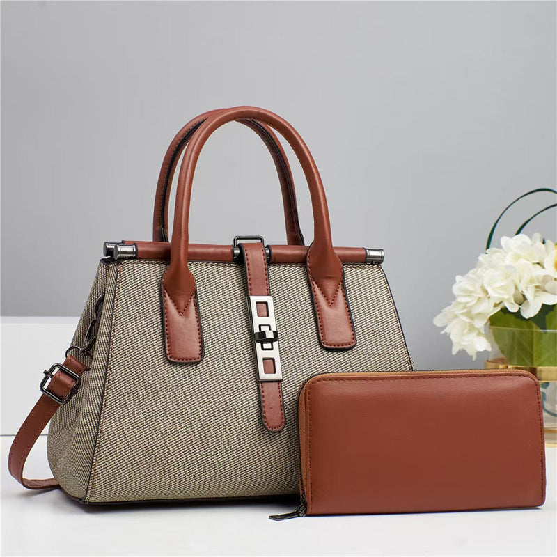 Textile multi-color handbag 2 pieces
