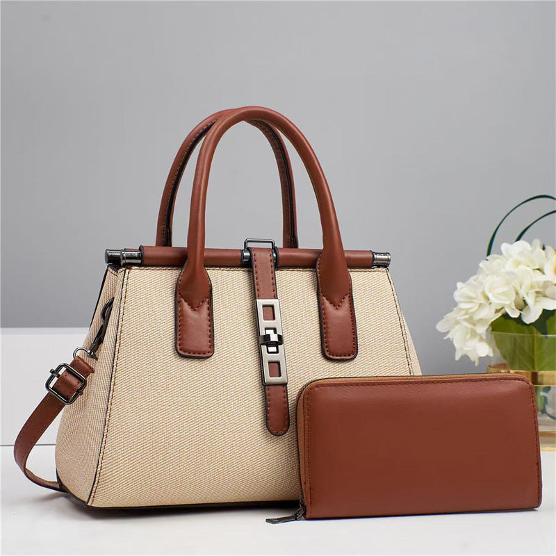 Textile multi-color handbag 2 pieces