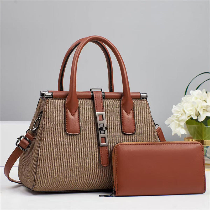 Textile multi-color handbag 2 pieces