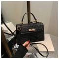 Small Fashionable Crocodile-Style Leather Handbag