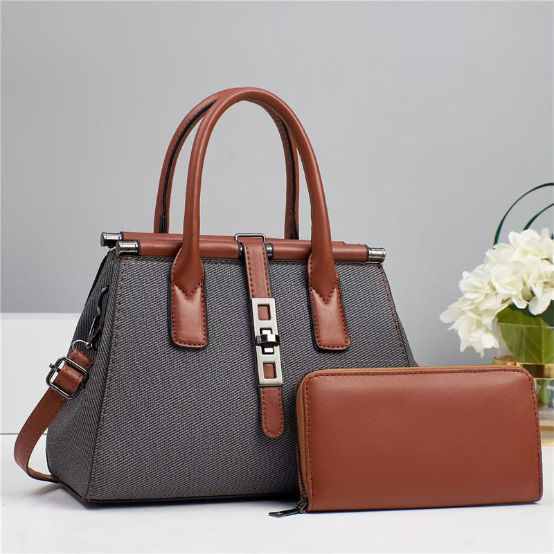 Textile multi-color handbag 2 pieces
