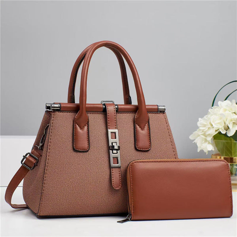 Textile multi-color handbag 2 pieces